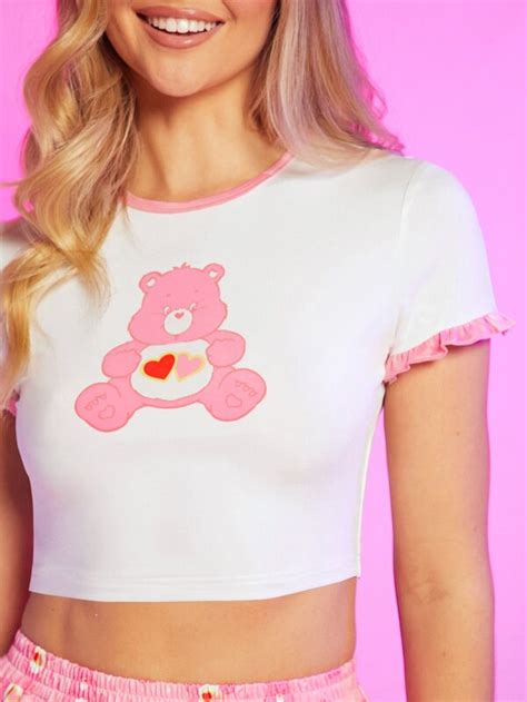 Shein X Care Bears Cartoon Graphic Frill Trim Pj Set Shein Uk