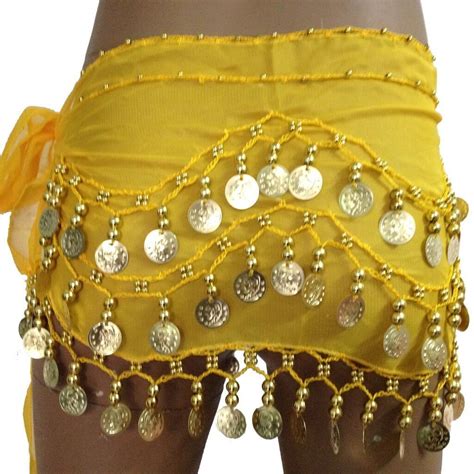 2 Piece Sexy Belly Dancing Gold Coin Hip Scarf And Top Set Outfit