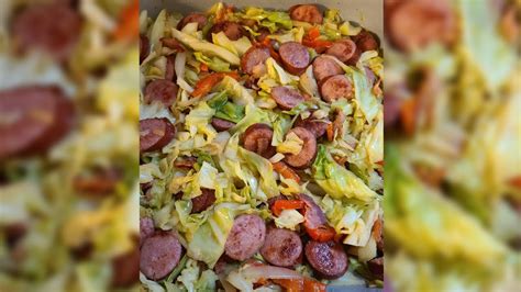 How To Make Fried Cabbage With Sausage And Bacon Keto Friendly Youtube