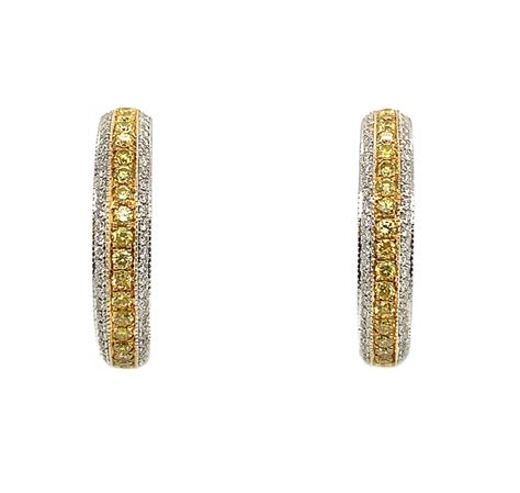 Fancy Intense Yellow Diamond Hoop Earrings In K Gold Gems Of Note