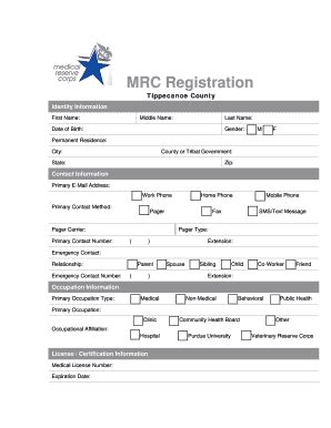 Fillable Online Tippecanoe In MRC Registration Tippecanoe County