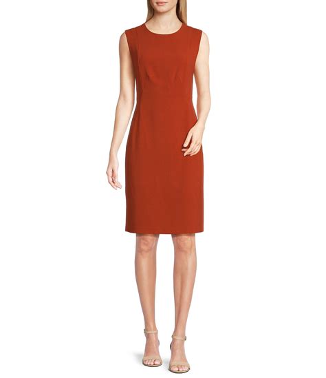 Donna Karan Sleeveless Crew Neck Sheath Dress Dillards