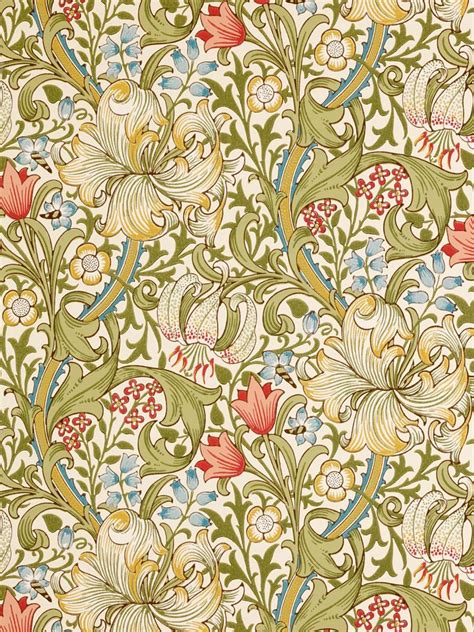 Buy Sanderson Wallpaper Morris Co Golden Lily Green Red 210398