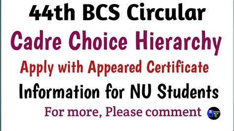 44th Bcs Circular Cadre Choice List Hierarchy Appeared Certificate