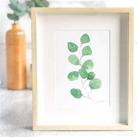 Eucalyptus Branch Watercolor Painting Print In 2020 Coastal