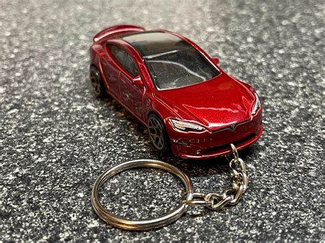 Tesla Model S Plaid Red Keychain Hot Wheels Matchbox Etsy