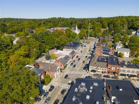 Concord Historic Town Center Aerial View Ma Usa Stock Image Image