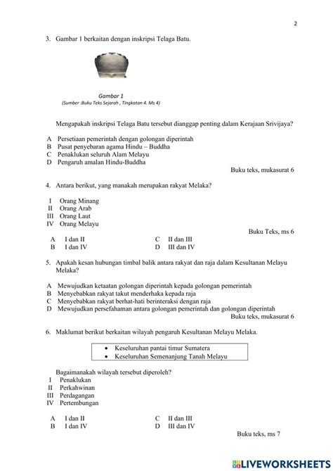 Bab 1 T4 Warisan Negara Bangsa Worksheet Live Worksheets