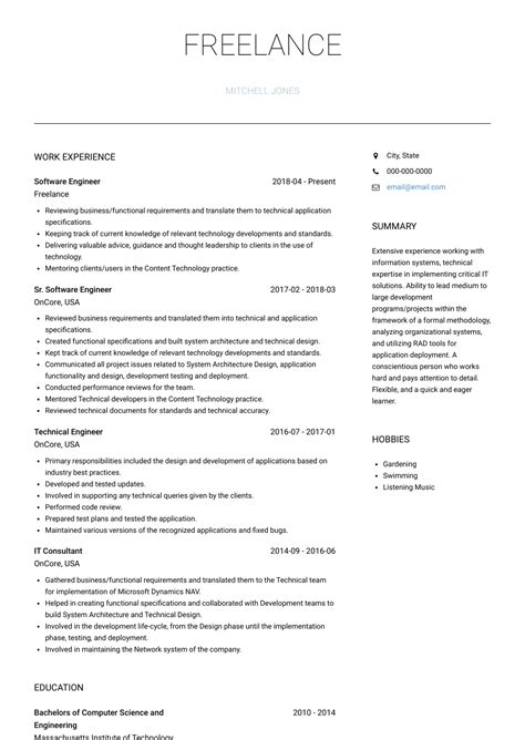 Freelancer Resume Samples And Templates Visualcv