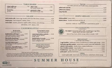 Online Menu of summer house Santa Monica Restaurant, Charlotte, North ...