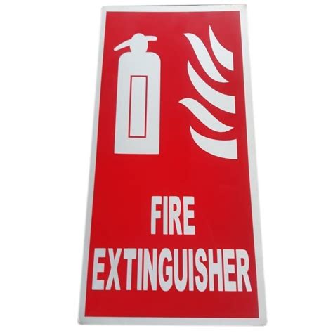 Rectangular Red And White Fire Extinguisher Safety Sign Board For Industrial Dimension