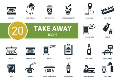 Premium Vector Take Away Icon Set Contains Editable Icons Take Away