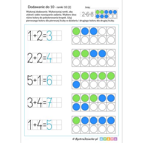 Dodawanie Do Z Ramkami Do Druku Matematyka Klasa Karty Pracy