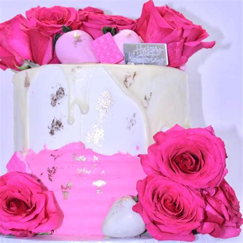 Fresh Florals And Chocolate Covered Strawberry Drip Cake Dev Delights