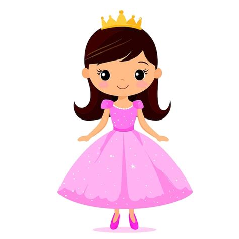 A Cartoon Image Of A Princess In A Pink Dress With A Crown On It