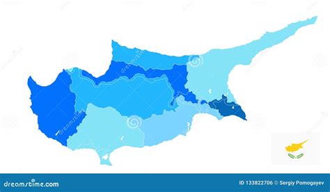 Cyprus Political Map In Colors Of Blue No Text Stock Vector