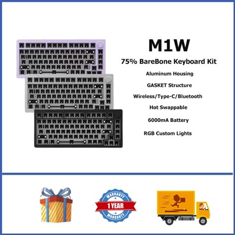 Monsgeek M1W Aluminum BareBone Keyboard Kit 75 Wireless Hot Swappable