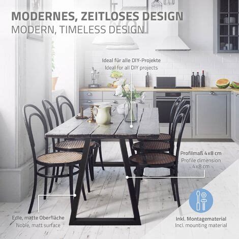 ECD Germany Set 2 Pieds de Table 60 x 72 cm Trapèze Noir en