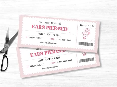 Editable Ear Piercing Coupon Template Custom Ears Pierced Gift