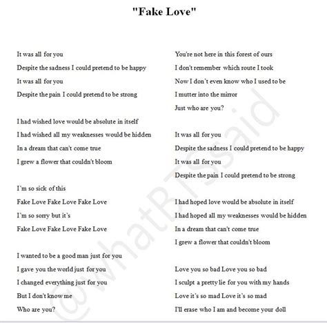 [View 20+] Bts Song Fake Love Lyrics In English