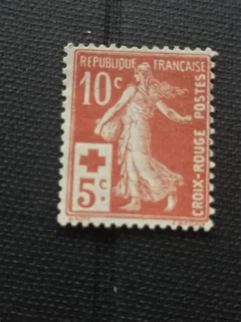 Timbre France N Semeuse Fond Plein C C Rouge Neuf Eur