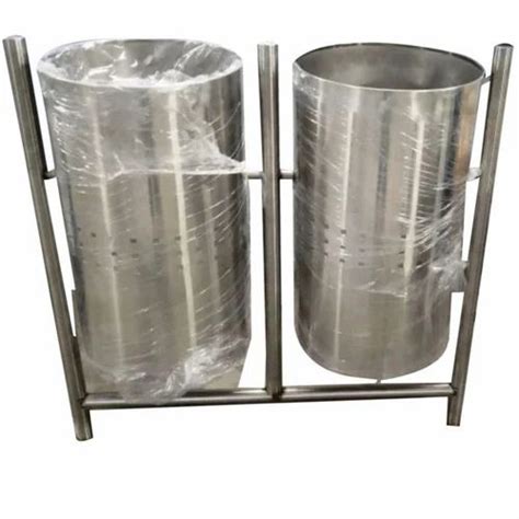 Open Top Silver Stainless Steel Twin Binprice Size 1000x1150 Mm