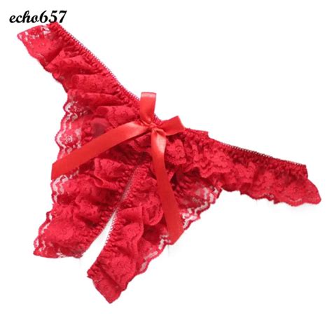 Buy Sexy Lace Bow Lingerie Thongs String Briefs