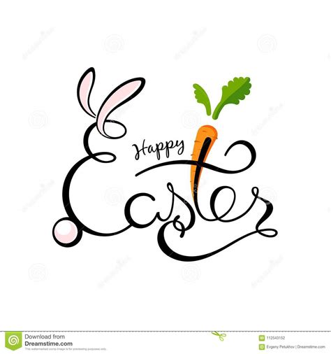 Hand Sketched Happy Easter Text As Logotype Badge And Icon Stock