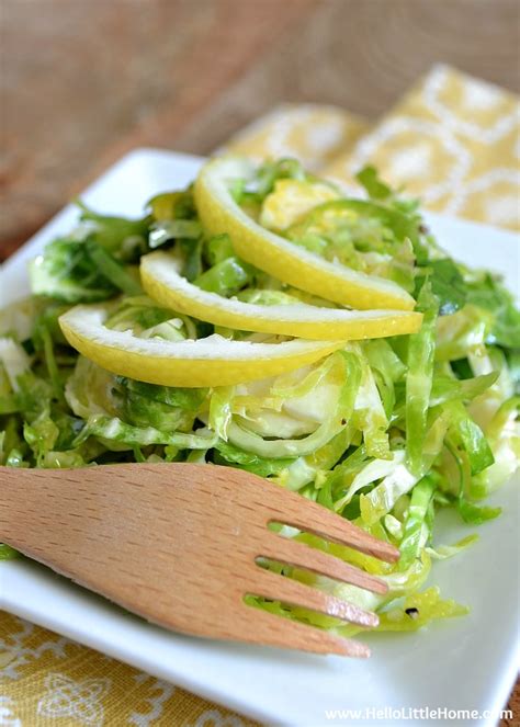 Shredded Brussels Sprout Salad With Lemon Garlic Vinaigrette