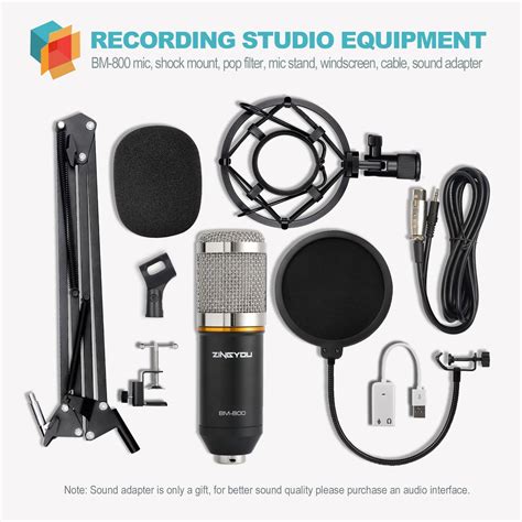 Zingyou Condenser Microphone Bundle Bm Mic Kit With Adjustable Mic