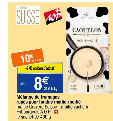 Promo Mélange De Fromages Râpés Pour Fondue Moitié moitié chez Migros