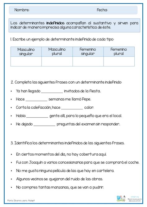 Ficha De Actividades Determinantes Indefinidos Aula Pt The Best Porn