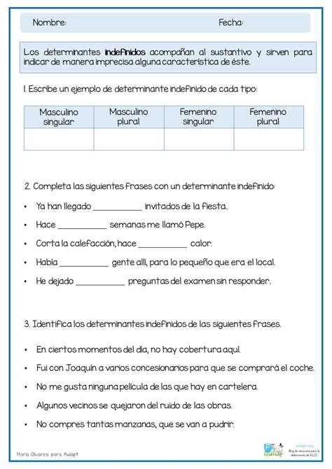 Ficha De Actividades Determinantes Indefinidos Aula Pt The Best Porn