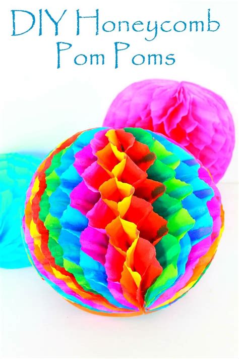 Honeycomb Pom Poms Party Decorations Made With Crepe Paper