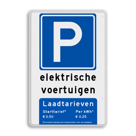 Parkeerbord Elektrische Voertuigen Met Laadtarieven Kopen Bestel