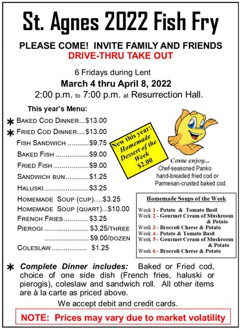 St Gabriel Fish Fry 2024 Menu Suzy Zorana