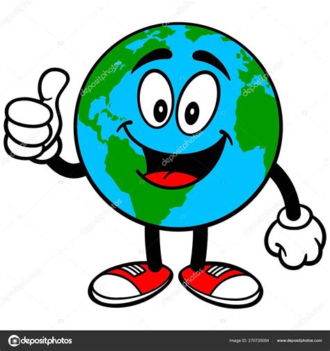 Earth Mascot Thumbs Cartoon Illustration Earth Mascot Stock Vector By