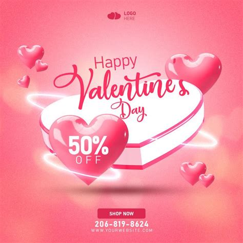 Happy Valentines Day Discount Sale Social Media Or Instagram Post