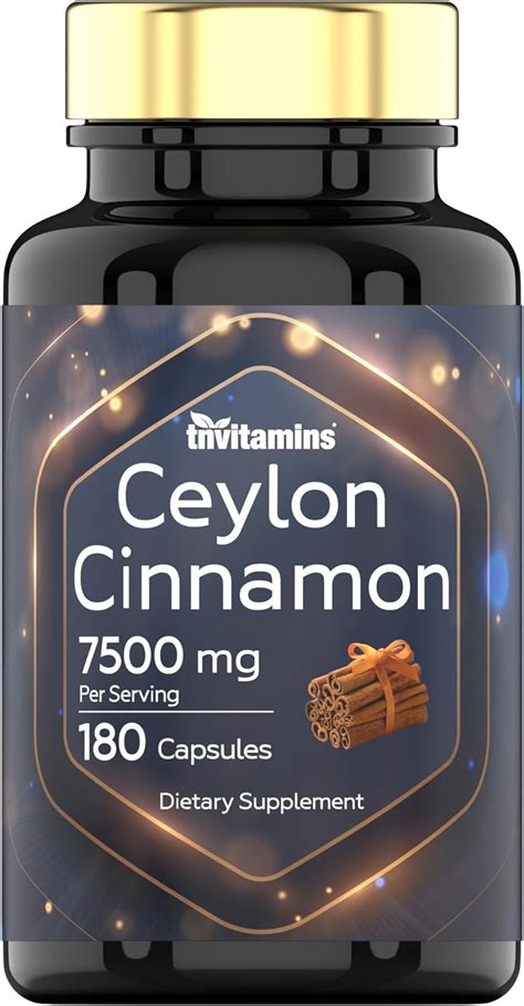 Cápsulas de canela de Ceilán de 7500 mg por porción 180 cápsulas