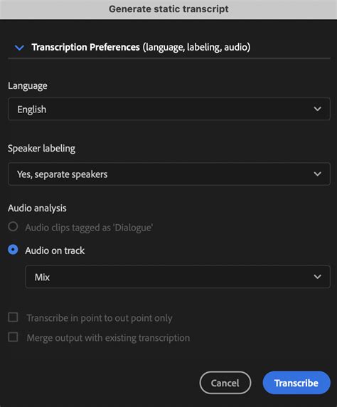 Speech to Text in Premiere Pro