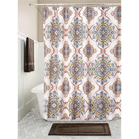 Mdesign Decorative Medallion Print Easy Care Fabric Shower Curtain