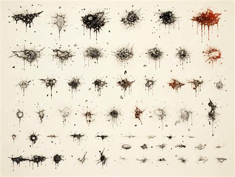 Premium AI Image | Large collection of detailed ink splats ink dot ...