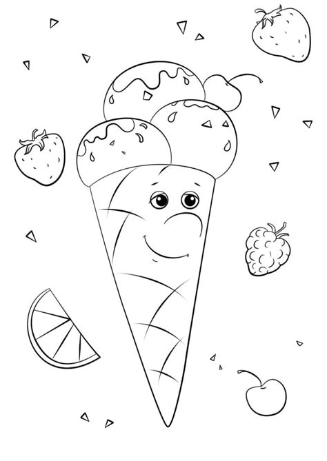 Helado Kawaii Para Colorear Imprimir E Dibujar ColoringOnly