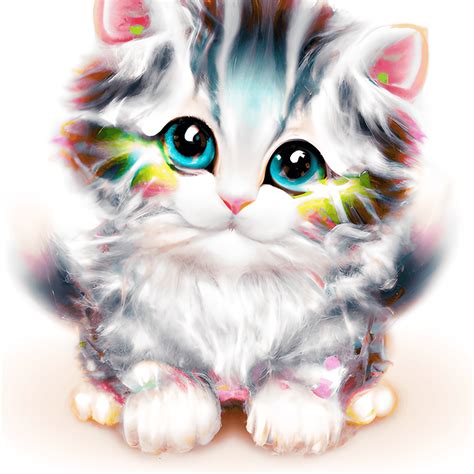 Adorable Kawaii Kitten Rainbow Sweet Nursery Art Creative Fabrica