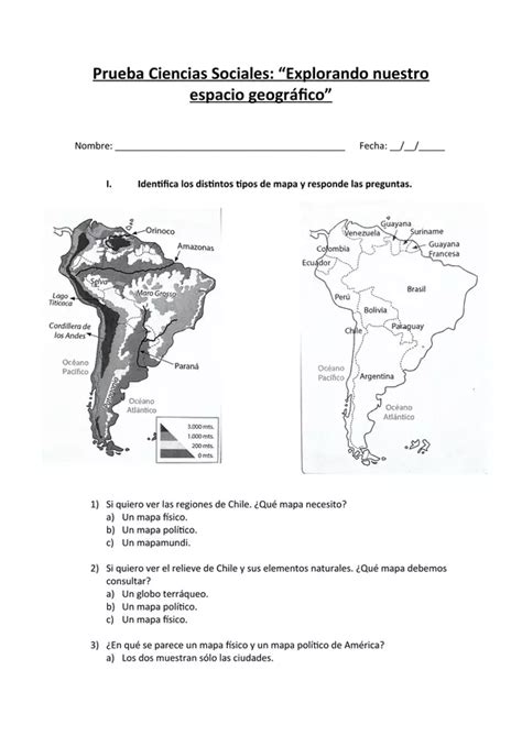 Prueba Ciencias Sociales Mapas Y Planos Profe Social