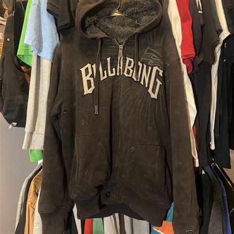 Insane Billabong Y2k Grail Surf Aop Hoodie Sherpa Depop