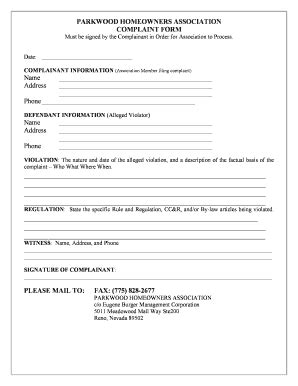 Hoa Complaint Form Complete With Ease AirSlate SignNow