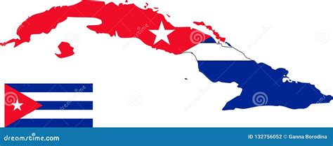 El Mapa De Cuba En El Dibujo De La Bandera La Bandera Gris Y La The