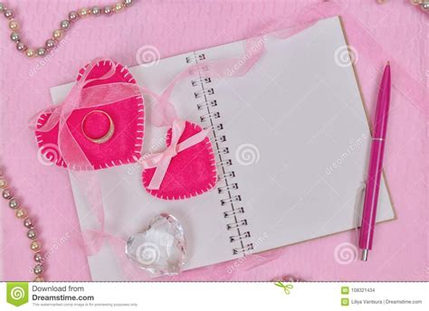 Valentines Day Hearts And Notepad For Your Text Top View On Wooden