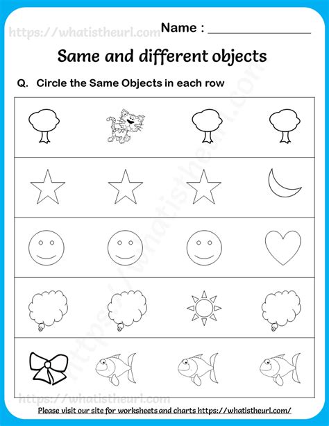 Circle The Same Objects Worksheets For Lower Kindergarten Your Home Teacher